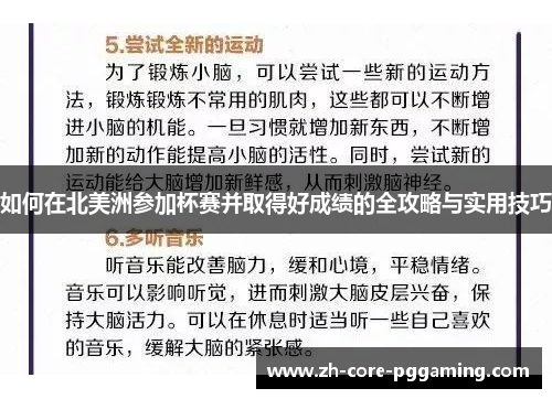 如何在北美洲参加杯赛并取得好成绩的全攻略与实用技巧
